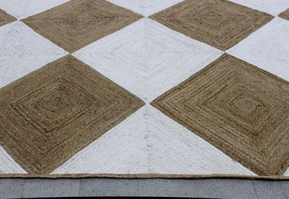 Scalloped Edge Kilim Rug 3' Square Rug Beige & Multicolor Cape Cod Design Carpet Thick 0.27 inches Hand Braided Jute Flatweave Indoor Outdoor Use Rugs for Bedroom, Kitche, Yoga Mat