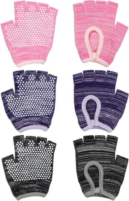 Yoga Gloves, Non Slip Fingerless Pilates Gloves Breathable Exercise Workout Mittens