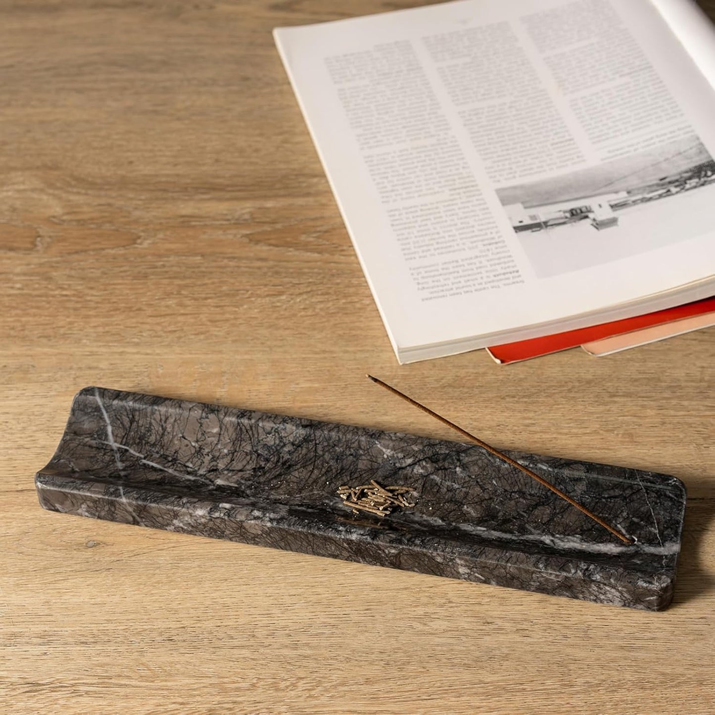 Koville Marble Incense Holder, Incense Holder for Sticks, Incense Sticks Holder Ash Catcher for Meditation Yoga SPA, Natural Stone Incense Burner, Home Table Decor (Green)