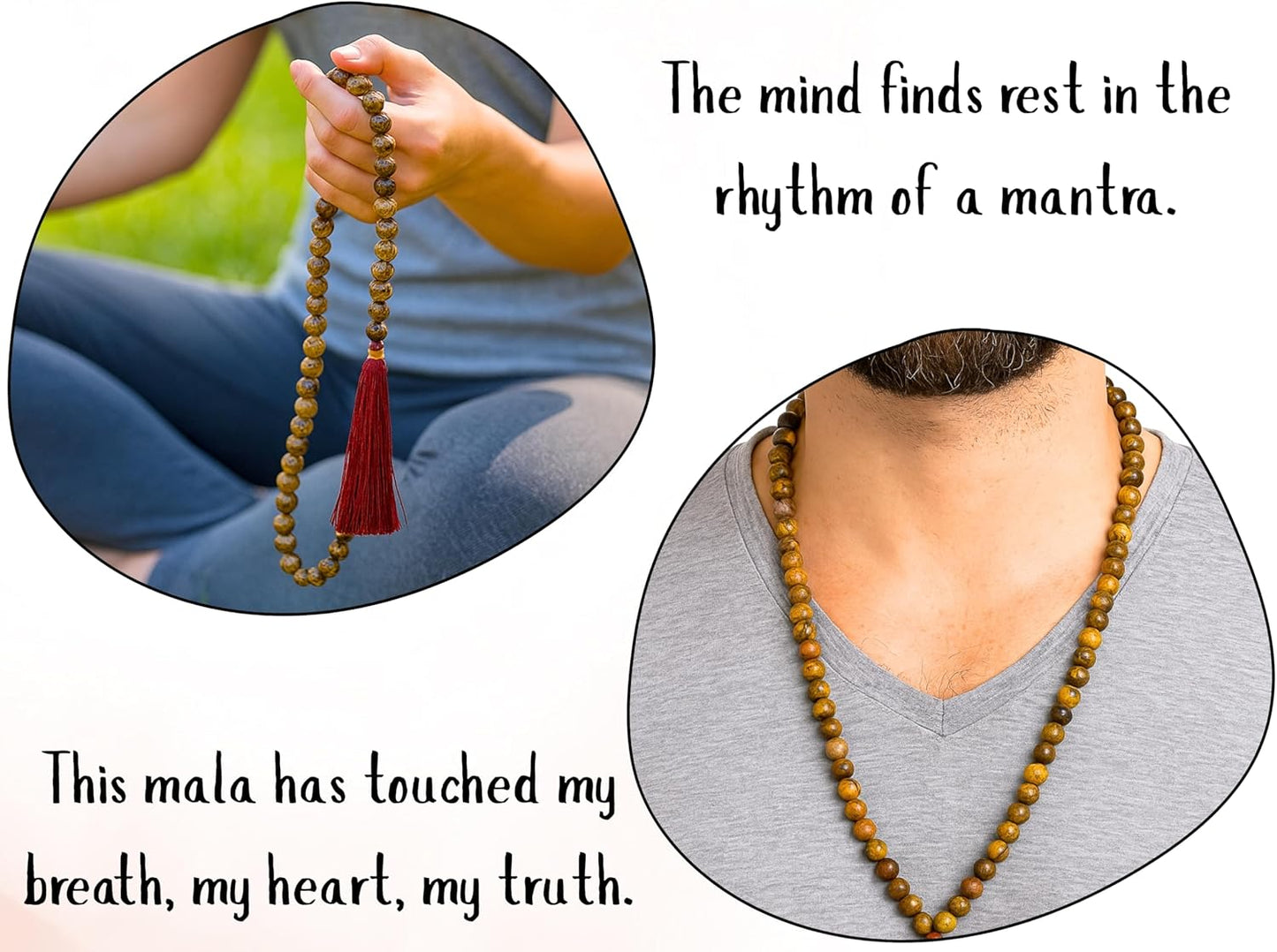 Amazing Gemstone 108 Beads Handmade Mala (Knotted, Rudraksha) - Colors A