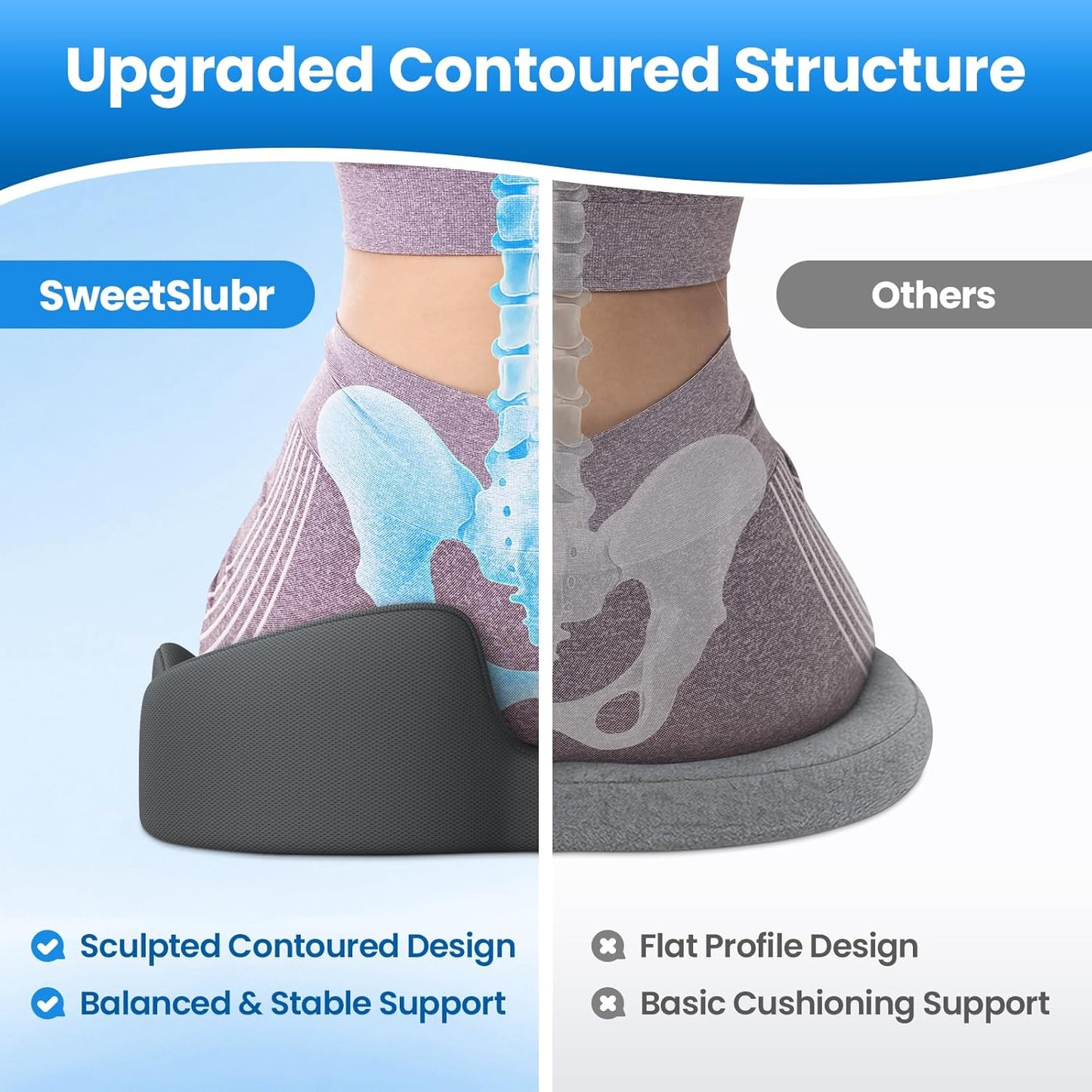 SweetSlubr Large Donut Pillow Seat Cushion for Hemorrhoid Discomfort&Tailbone Pressure, Office Chair Cushion for Long Sitting, Ergonomic Coccyx Pillow for Postpartum Pregnancy, Lifting Cushions, Black
