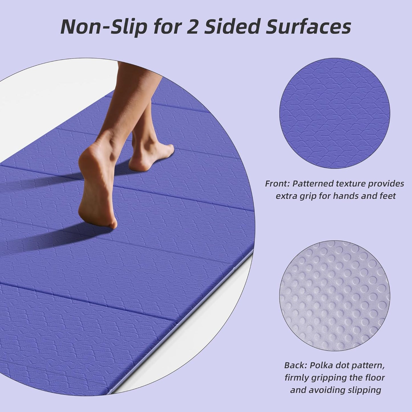 HAHE Foldable Yoga Exercise Mat, 74"Lx32"Wx1/3"Thick, TPE Multi-purpose Workout Mats with Non-slip Surface, Portable for Yoga/Pilates/Studio/Home Gym