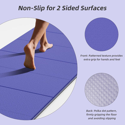 HAHE Foldable Yoga Exercise Mat, 74"Lx32"Wx1/3"Thick, TPE Multi-purpose Workout Mats with Non-slip Surface, Portable for Yoga/Pilates/Studio/Home Gym