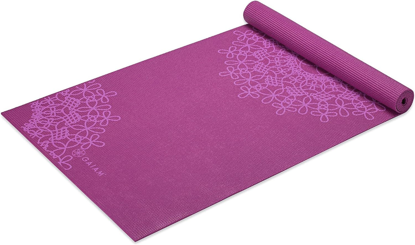 Gaiam Print Yoga Mat, Non Slip Exercise & Fitness Mat for All Types of Yoga, Pilates & Floor Exercises