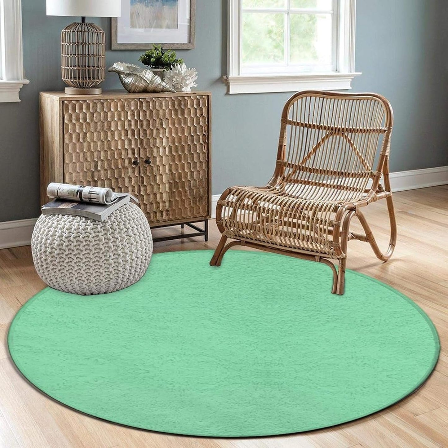 Women's Large Home Decor Mat, Soft Round Yoga Carpet, Non Slip Machine Washable Home Office Circle Rug Purple
