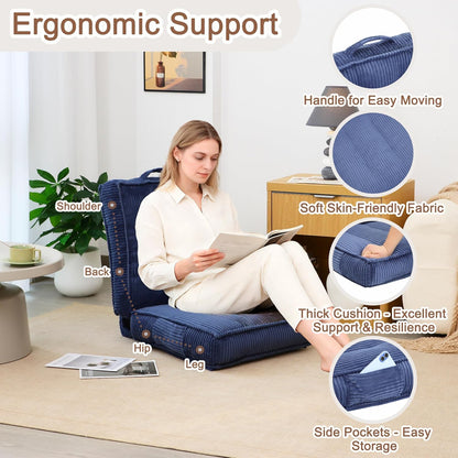 Adjustable Floor Chair with Back Support, 6-Position, Folding Japanese Meditation Tatami Chair, Comfy Gaming Chairs for Adults, Accent Sofa Reading Chairs, Living Room, Bedroom, Coffee