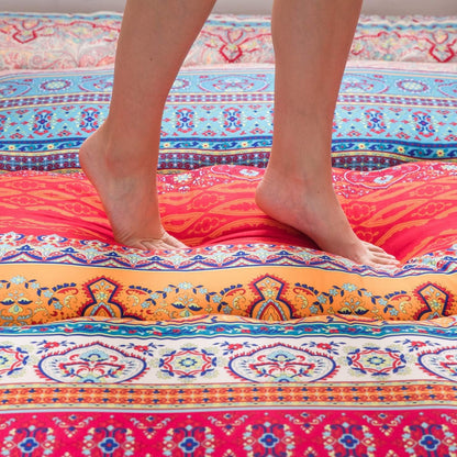 MAXYOYO Bohemian Retro Mattress Boho Floral Japanese Futon Mattress Tatami Floor Mat Foldable Portable Camping, Sleeping Pad, Lounger Couch Bed Full Size