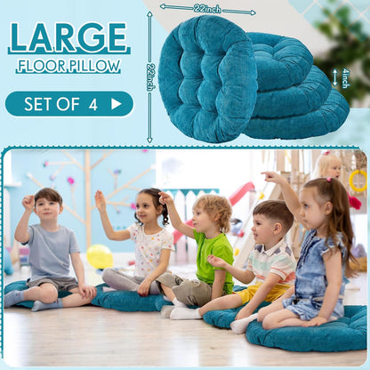 Jerify Floor Pillow Cushions Large Round Square Large Meditation Floor Pillow for Classroom Adult Meditation Picnic Party Seating Learning Daycare School(Square,Mixed Colors,4 Pcs)