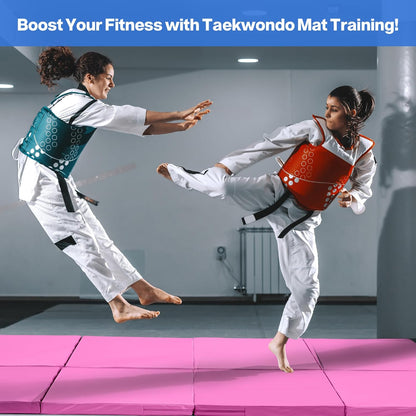Outdoor Basic 6'x3'x2'' Gymnastics Mats Portable 4-Fold Tumbling Mat Thick Yoga Mat with PU Leather & Carry Handle for Home Workout, Yoga, MMA Core Training, Pilates