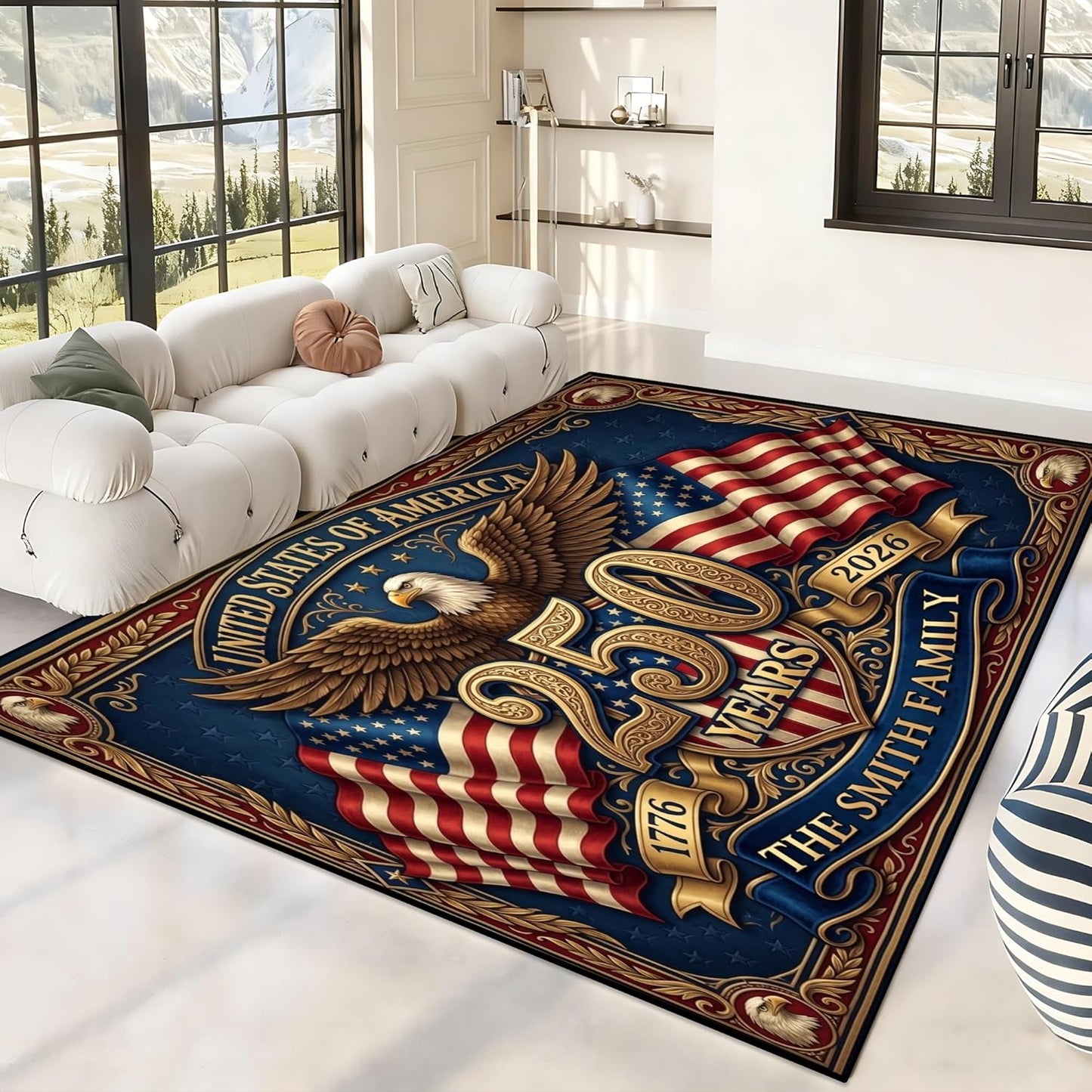 Personalized Family Name Initials Monogram Pink Rug, Shining Butterfly Printed Carpets for Girls Kids Butterfly Theme Living Room Indoor Bedroom Decor 5'×7' Soft Polyester Yoga Mat