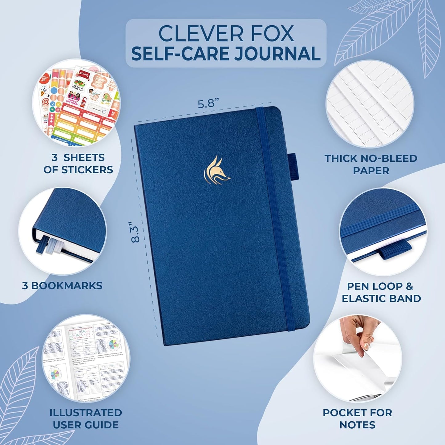 Clever Fox Self-Care Journal – Daily Reflection Notebook – Mental Health & Personal Development Planner, Meditation & Mood Log, A5 (Turquoise)