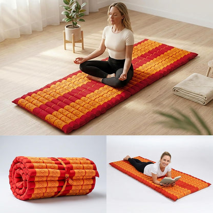 Leewadee - Kapok Roll Mat – Handcrafted Folding Sleep & Relaxation Mattress from Thailand, Ideal as Guest Bed, Camping Mat, Yoga Mat or Traditional Futon, 75 x 39 inches, Anthracite