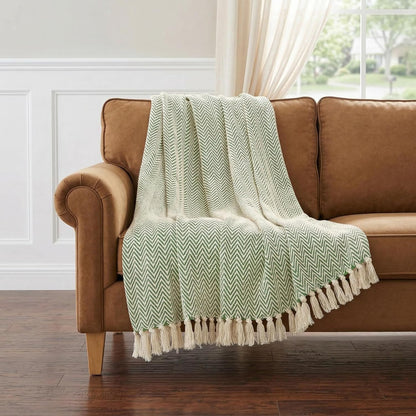 Americanflat 50x60 Throw Blanket - Soft and Breathable Cotton Throw Blanket for Couch, Bed, Chair - Decorative Blankets Perfect for Home or Outdoor Use - Navy Blue and White Double Diamond Design