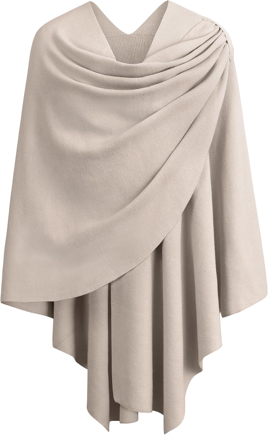 PULI Womens Large Cross Front Poncho Sweater Wrap Topper Knitted Elegant Shawls Cape for Fall Winter