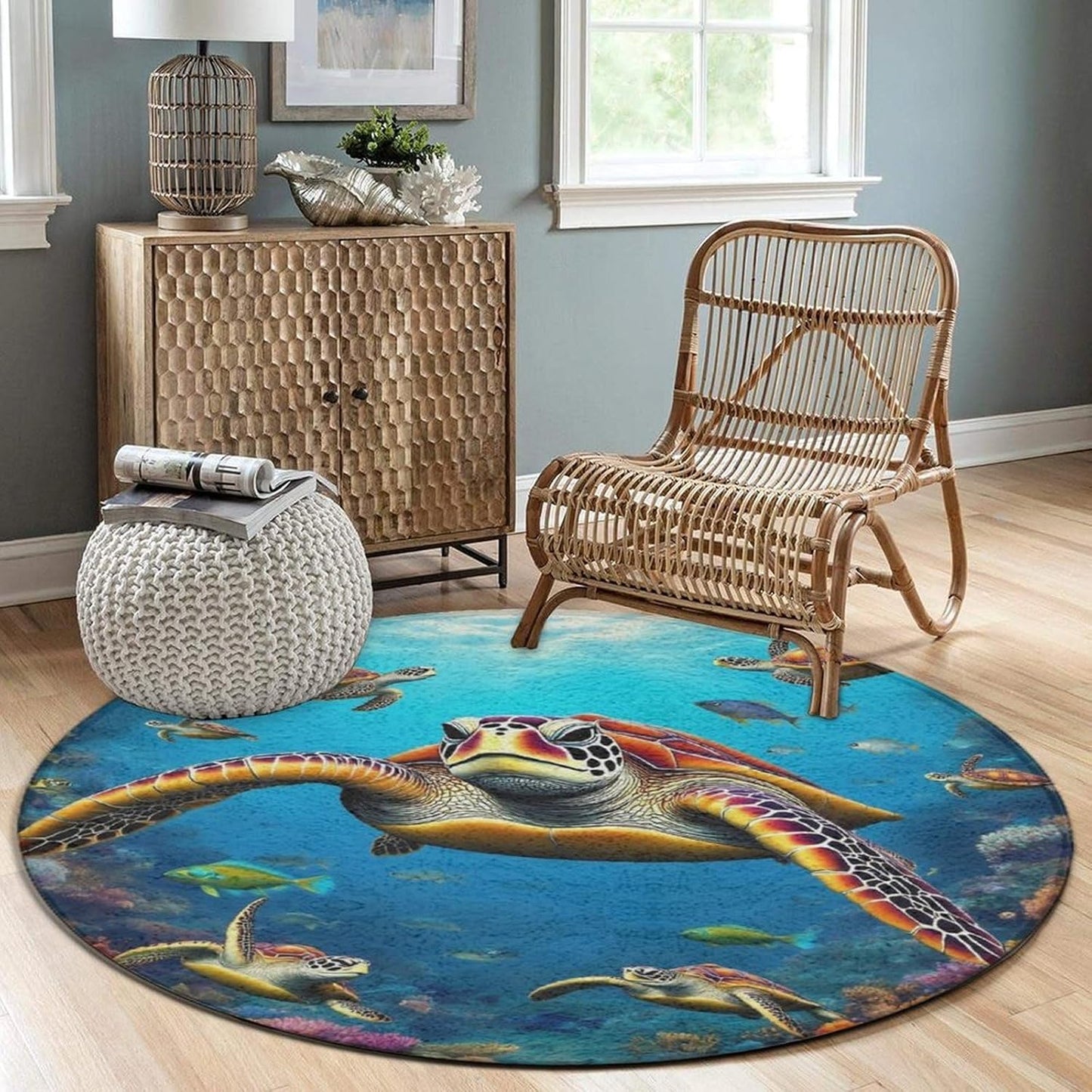 Soft Round Yoga Carpet, Office Chair Decor Round Mat for Carpet and Hardwood Floors Purple Butterfly