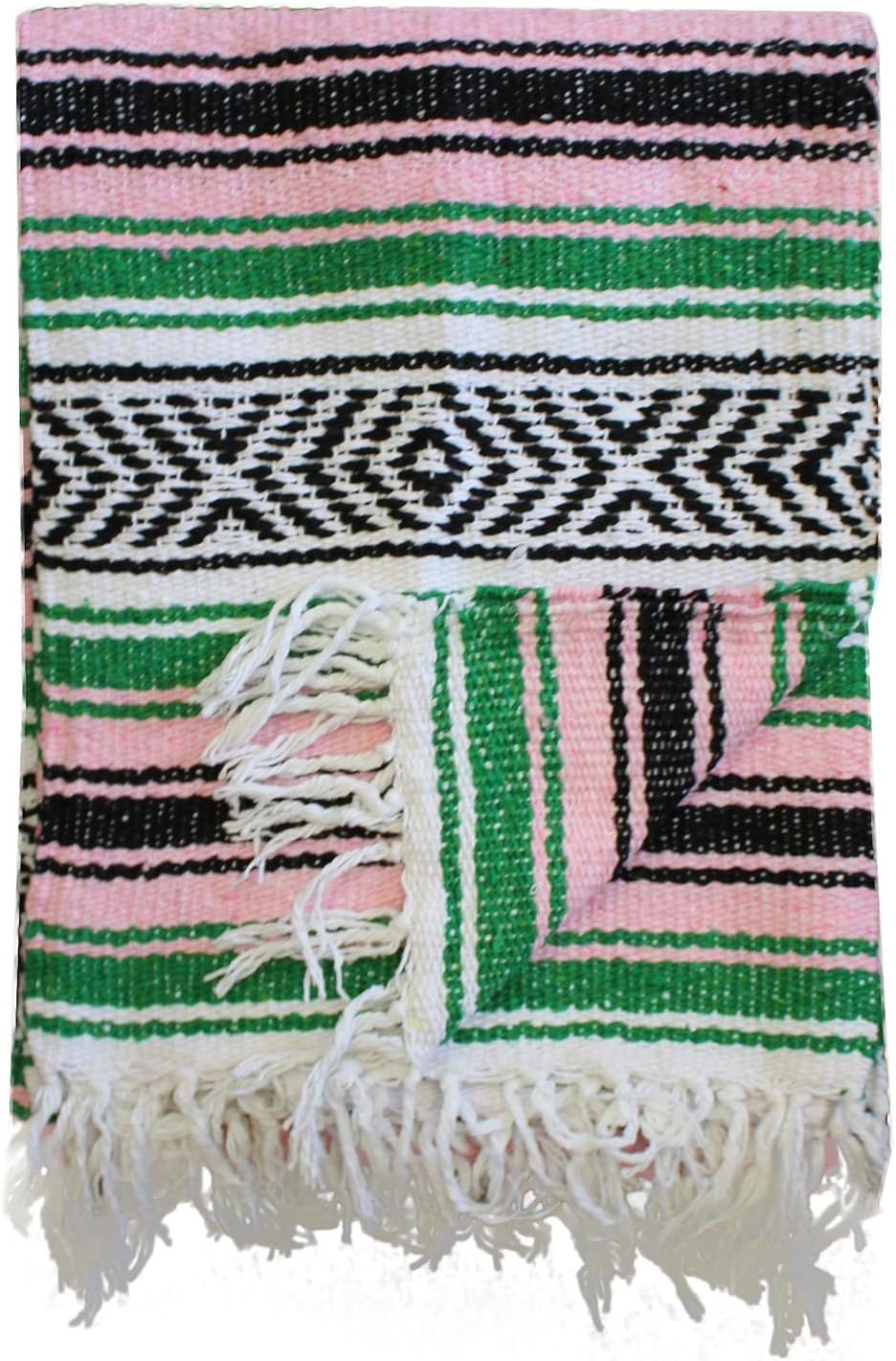 Del Mex Classic Mexican Blanket, Large Authentic Woven Falsa Throw (70"x50"), Artisan Southwest Décor for Beach, Yoga, Outdoors (Lavender)