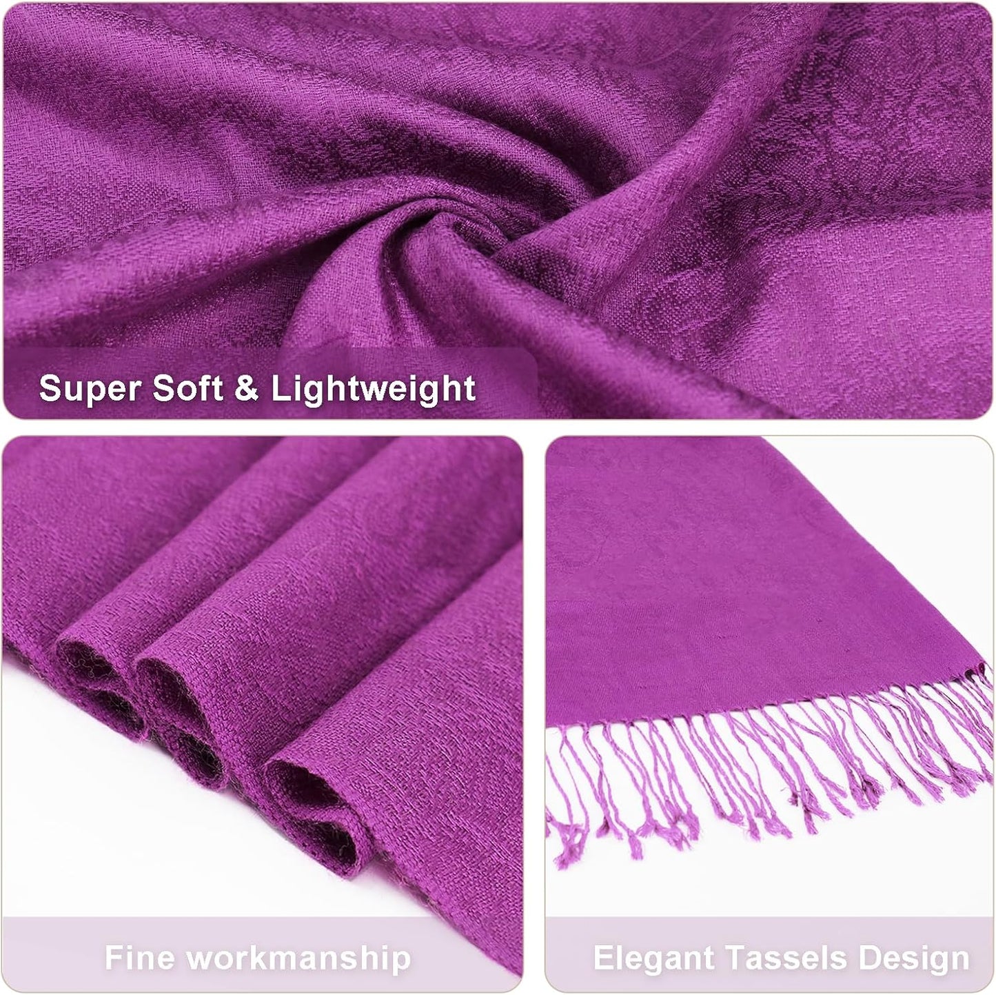 vimate Silky Paisley Pashmina Shawl Scarf-Women's Soft Double-side Jacquard Pashminas Wrap for Evening Dress Travel Shawl