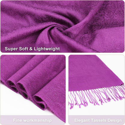 vimate Silky Paisley Pashmina Shawl Scarf-Women's Soft Double-side Jacquard Pashminas Wrap for Evening Dress Travel Shawl