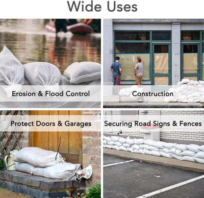 AK TRADING CO. 14" x 26" Poly Sandbags W/UV Protection & Built-in Ties - Flood Water Barrier - Tent Sandbags - Orange