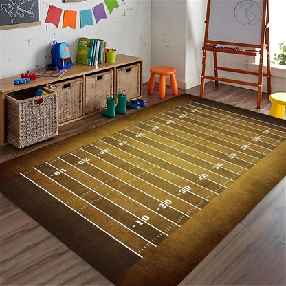 Sports Field Area Rug,5x7ft, Soccer Field Chalked Blackboard Football Stadium Board Painted Non-Slip Soft Carpet Floor Mat Indoor Living Room Bedroom Rugs Yoga Mat Home Decor