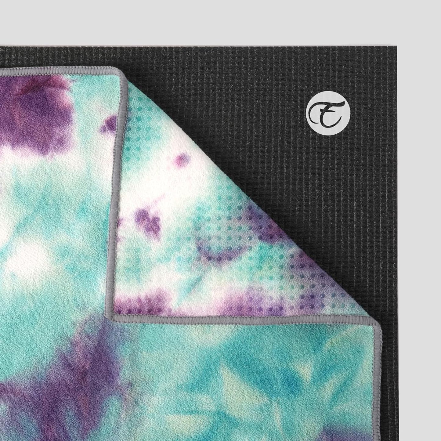 Eunzel Yoga Towel,Hot Yoga Mat Towel with Grip Dots Sweat Absorbent Non-Slip for Hot Yoga, Pilates and Workout 24" x72", Purple & Blue