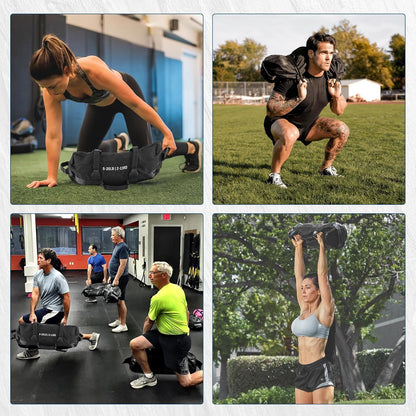 Adjustable Heavy-Duty Sandbag Set for Strength Training & Yoga – Durable Multi-Handle Fitness Equipment – Versatile Full-Body Workout – Includes Unfilled Inner Bag