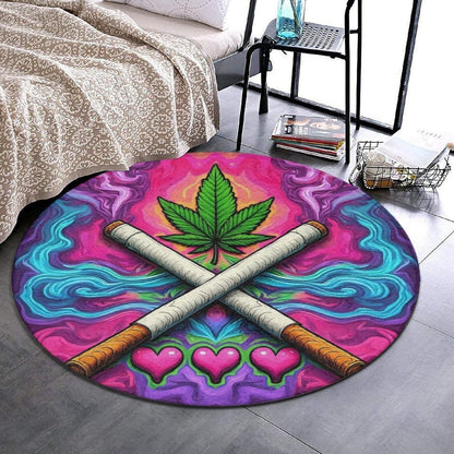 Machine Washable Modern Round Area Rug, Room Sofa Yoga Soft Round Carpet, Home Decor Non Slip Kitchen Office Circle Rug Union Jack Flag UK Mandala Art, 60inch