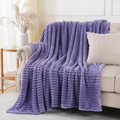 Khaki Throw Blanket for Couch Sofa 50x60 inches Striped Fleece Blankets Room Home Decor Lightweight Plush Soft Cozy Gifts for Women Mom Girls