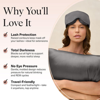 Kitsch Weighted Satin Sleep Mask - Weighted Eye Masks for Sleep and Travel - Lavender Ultra-Soft Sleeping Eye Mask for Women and Men - Light Blocking, Adjustable Strap, (4.1oz/116g)