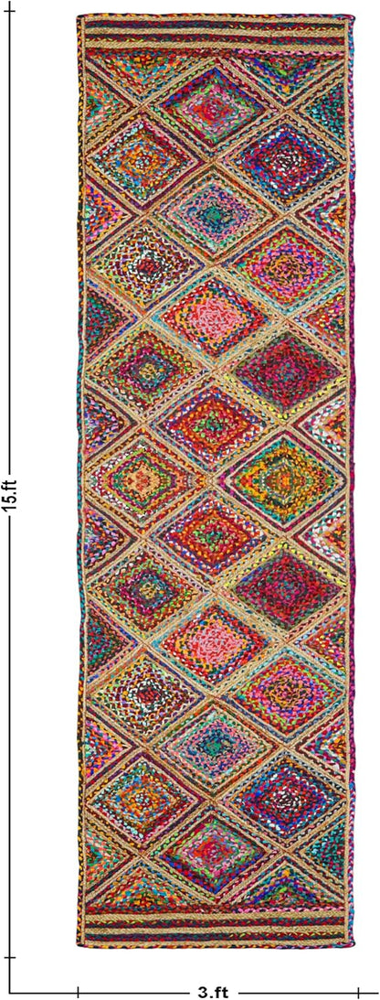 Kilim Rug 3' Round Area Rug Olive Beige White Braided Jute Carpet, Indoor Outdoor Flatweave Rug for Bedroom, Bedside, Kitchen, Beach & Terrace Yoga Mat - Colors B