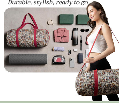 Maison d' Hermine Yoga Mat bag, Cylindrical bag for Woman&Men, yoga mat Bag &Adjustable shoulder straps Yoga Mat Carrier Bag with Drawstring Water Bottle Pocket and zipper pocket Easter Gifts