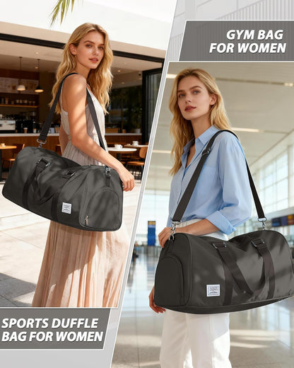 Gym Bag Womens Mens with Shoes Compartment and Wet Pocket Travel Duffel Bag for Women for Plane Sport Gym Tote Bags Swimming Yoga Waterproof Weekend Overnight Carry on Bag Hospital Holdalls - Colors B