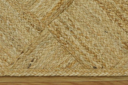 Hand Braided Jute 4 Ft Square Kilim Rug Flatweave Pink Geometric Pattern Jute Sisal Rug, Thick 0.27 Inch Indoor Outdoor Carpet for Kitchen, Bedside, Yoga Mat - Colors A