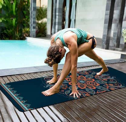 nuveti Yoga Mat Print Extra Thick TPE Non Slip Fitness Exercise Mat with Carrying Bag,72"x24" Extra Thick 6MM Exercise & Workout Mat for Yoga, Pilates Fitness and Floor Exercises - Colors A