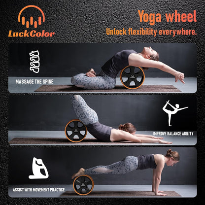 Back Roller, Back Wheel Targeted Back Pain Relief, Yoga Wheel Muscle Massage, Foam Roller for Trigger Point Therapy Physical, Stretching & Exercise, 880lbs Capacity, 10 Inch (Black+Acid Blue)