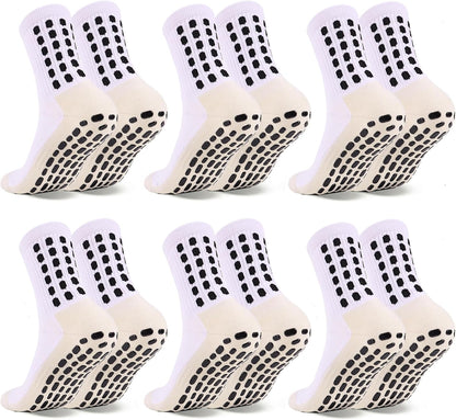 Barrlves 6 Pairs Grip Soccer Socks Colorful Non Slip Sports Football Basketball Hospital Yoga Socks for Men Women