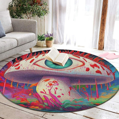 Home Decor Non Slip Kitchen Office Circle Rug, Machine Washable Modern Round Area Rug, Room Sofa Yoga Soft Round Carpet Purple Galaxy Trippy Space Astronaut Art, 36inch