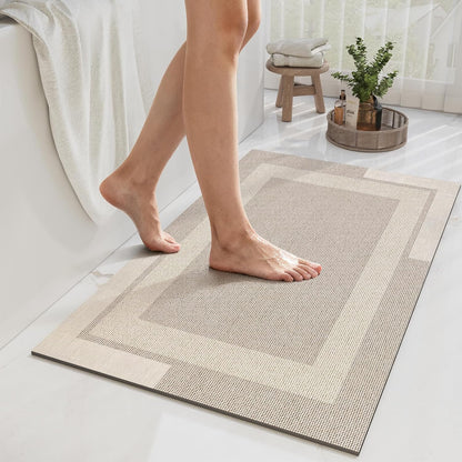 YDKGL Non Slip Long Bath Mat Bathroom Runner, Rubber Backing Ultra Thin Bathroom Rugs Fit Under Door Quick Dry Super Absorbent Washable Bath Rug Shower Mat for Bathtub Sink Floor, Dark Gray 17"x47"