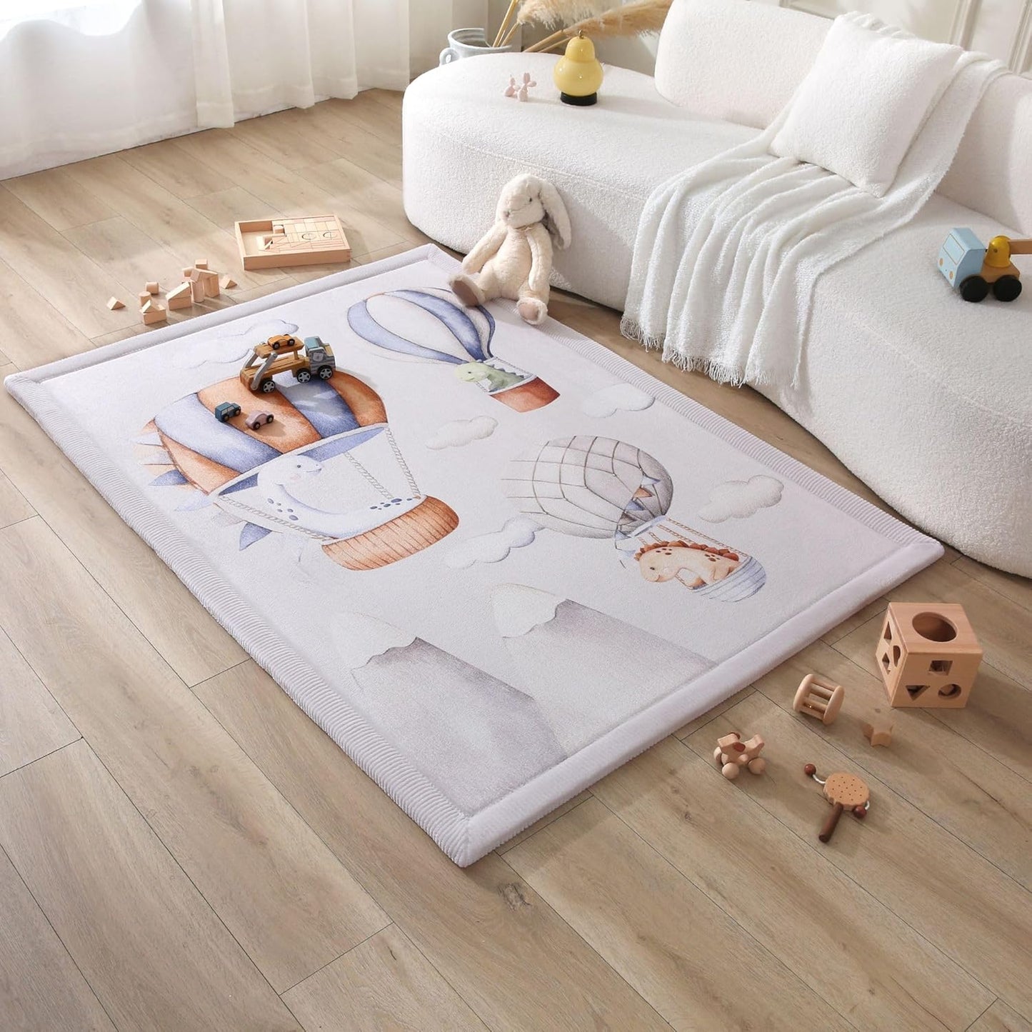 Hakuna Matte CloudSoft Mat for Floor 60" x 80" Beige – Coral Velvet Memory Foam Rug – Non-Slip, Water-Resistant