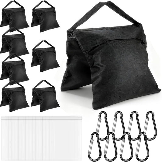 8 Pack Heavy Duty Sandbags with Clips, 20"x9.6" Oxford Cloth Weight Bags for Photography Studio Light Stand, Canopy, Tripod & Outdoor Tent