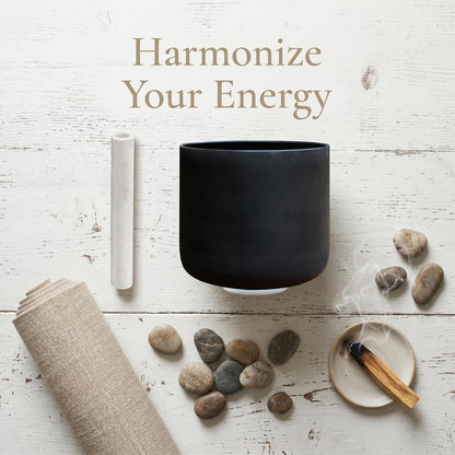 ALIOTH 7" B Note Crystal Singing Bowl Crown Chakra with Suede Mallet for Meditation, Yoga, Chakra Healing & Sound Therapy