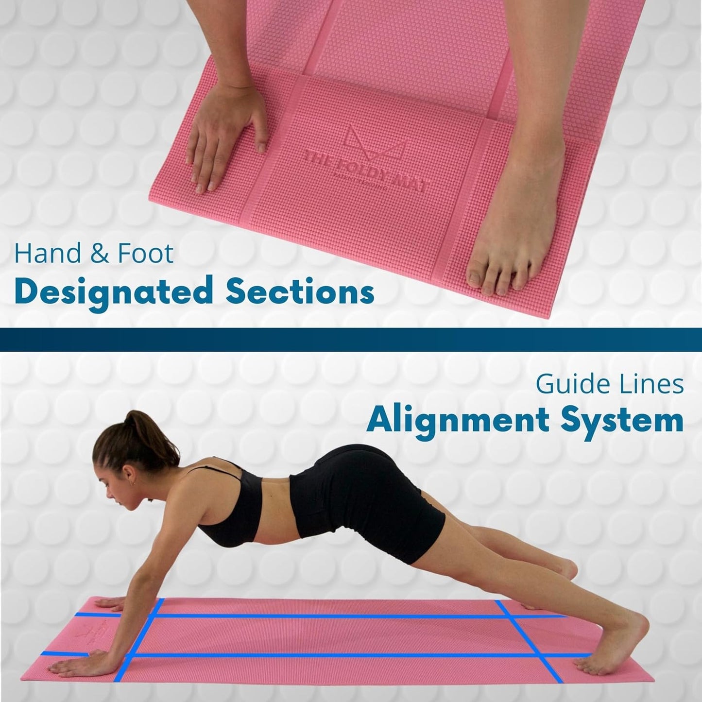 Foldable Yoga Mat Thick, in 6 Combinations; Greater Support and Protection for Joints, Body Alignment System, and Sections for Hands and Feet. Non-slip texture and water-resistant
