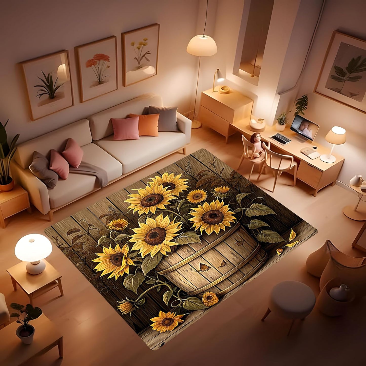Butterfly Carpet Area Rug - Lovely Butterflies Printed Carpets for Kids Butterfly Theme Living Room Indoor Bedroom Decor Soft Polyester Yoga Mat 2'x3'