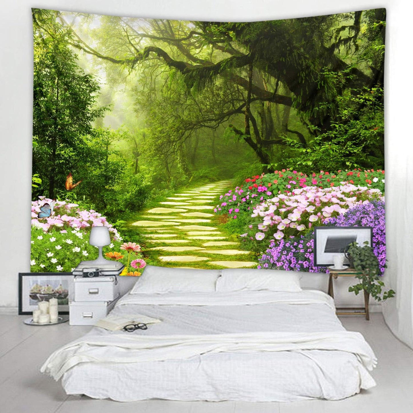 LYFANS Wooden Bridge Water Printing Fabric Tapestry Decorative Wall Art Tablecloth Bed Cover Picnic Carpet Beach Towel Bedroom Dormitory Living Room Multi functional Tapestry 79 x 59 inches