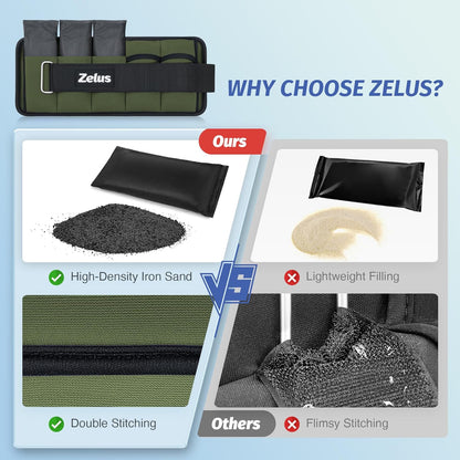 ZELUS 1 Pair Adjustable Ankle Weights, 2 4 6 8 10 lb Modularized Leg Weight Straps for Women Men, Weighted Ankle Weight Set with Removable Sandbags, 1-5 lb per Ankle Strap for Gym Yoga Jogging Walking