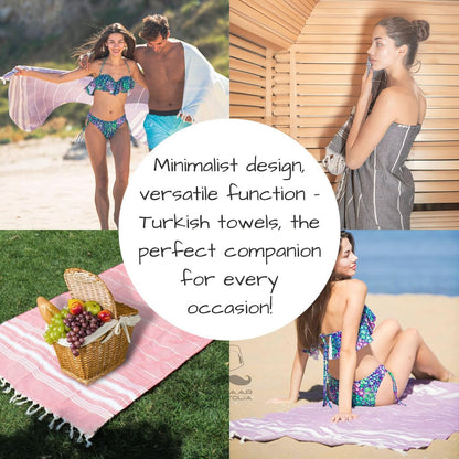 Bazaar Anatolia Turkish Beach Towel – 100% Cotton, Quick Dry, Lightweight and Sand Free – Perfect for Bathroom, Travel, Yoga, Camping, Oversized 71x39 inches - Diamond Black - Colors B