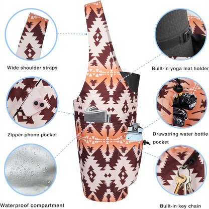 Yoga Mat Bag - Large Opening Long Tote Yoga Mat Carrier Holder Bag with Waterproof Wet Zipper Pocket and Drawstring Water Bottle Pocket - Yoga Bag Fit Most Size Mats
