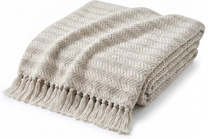 Americanflat 50x60 Throw Blanket - Soft and Breathable Cotton Throw Blanket for Couch, Bed, Chair - Decorative Blankets Perfect for Home or Outdoor Use - Navy Blue and White Double Diamond Design
