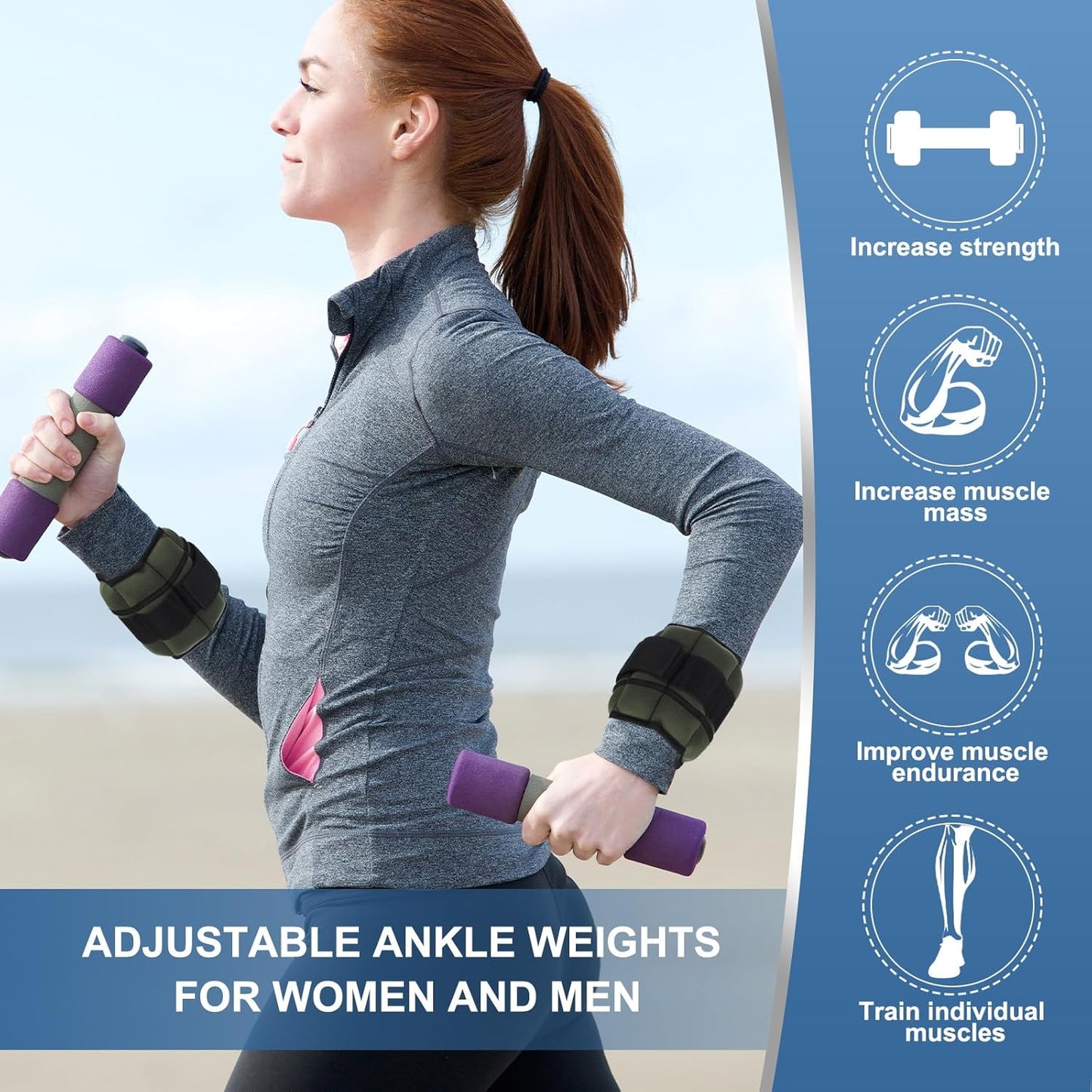PATIKIL Adjustable Ankle Weights Wrist Leg Arm Weights Sandbags for Women Men Strength Training Weight Yoga Jogging Walking Aerobics