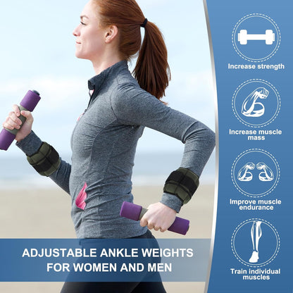 PATIKIL Adjustable Ankle Weights Wrist Leg Arm Weights Sandbags for Women Men Strength Training Weight Yoga Jogging Walking Aerobics